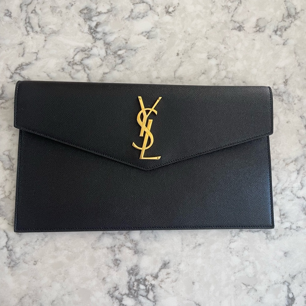 Saint Laurent Uptown Black Leather Clutch